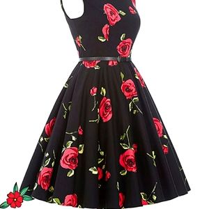 Boatneck Sleeveless Vintage Tea Dress with Belt